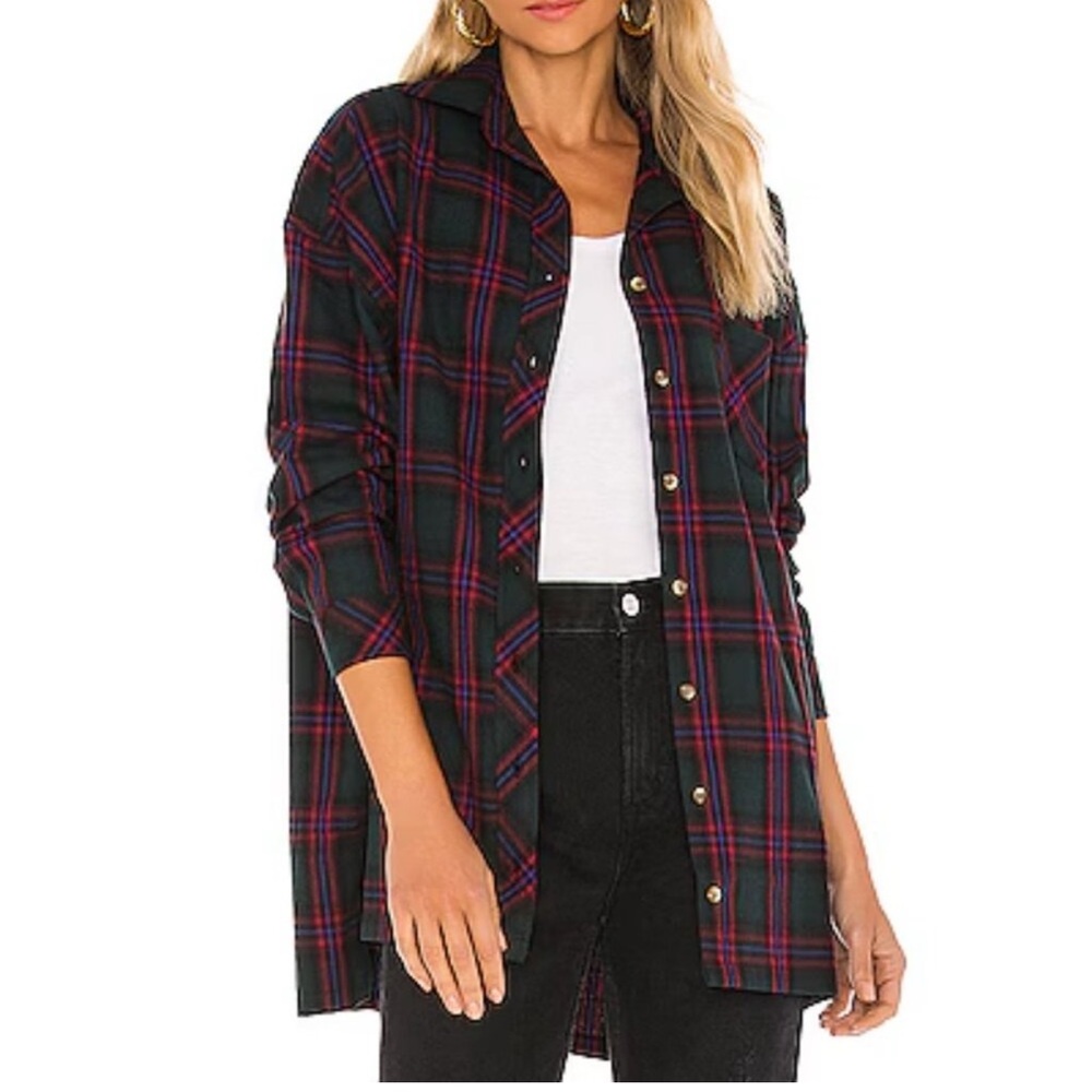 Lovers + Friends Green Plaid Oversized Blazer